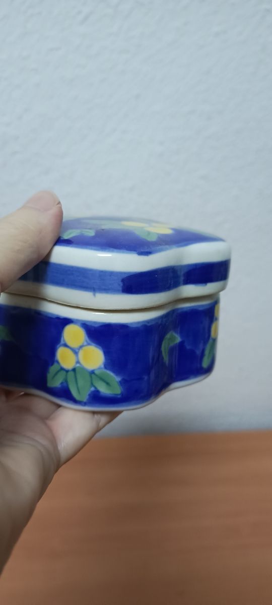 Joyero cerámico vintage azul