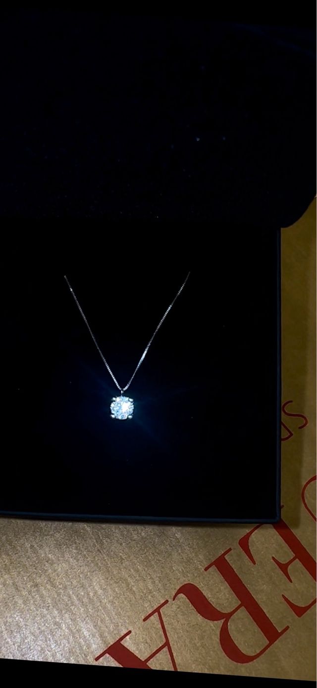 Collar oro blanco 18kt con colgante circonita 6mm