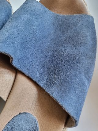 Sandalias esparto azul - tacón
