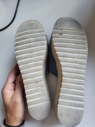 Sandalias esparto azul - tacón