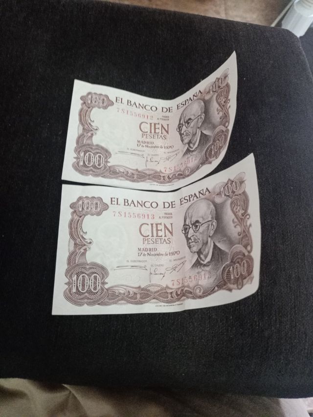 2 Billetes 100 Pesetas España 1970