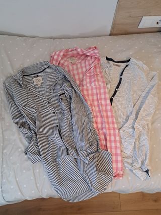 3 Camisas premamá - rayas, vichy rosa