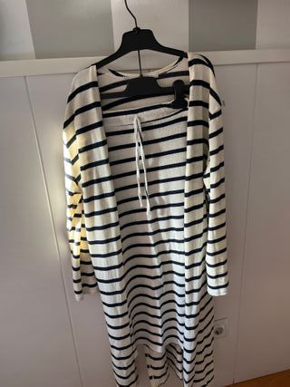 Conjunto rayas marino-blanco