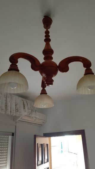 Lampara madera 3 luces