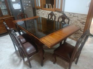 Mesa comedor + 6 sillas madera