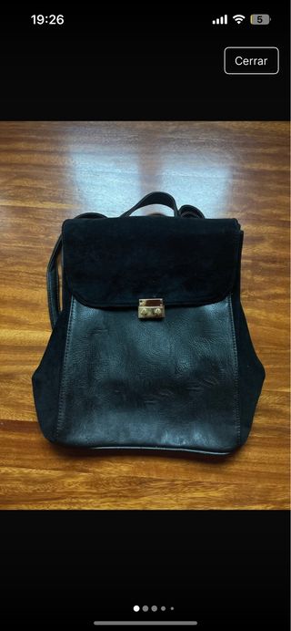 Mochila negra ante y piel
