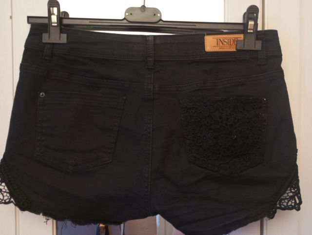 Shorts vaqueros negros con encaje