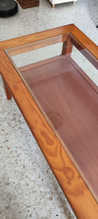 Mesa centro madera cristal