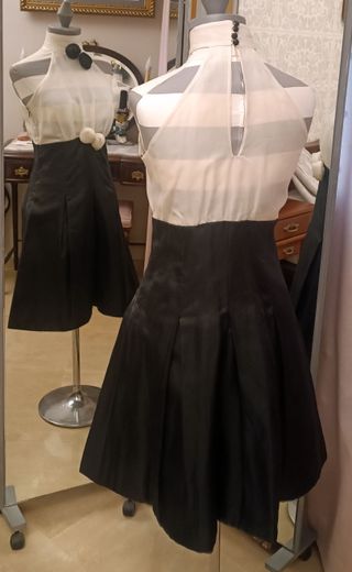 Vestido fiesta blanco & negro