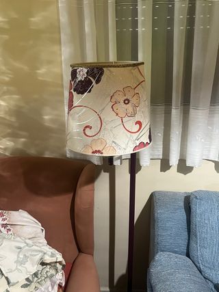 Lámpara pie flores - beige, multicolor
