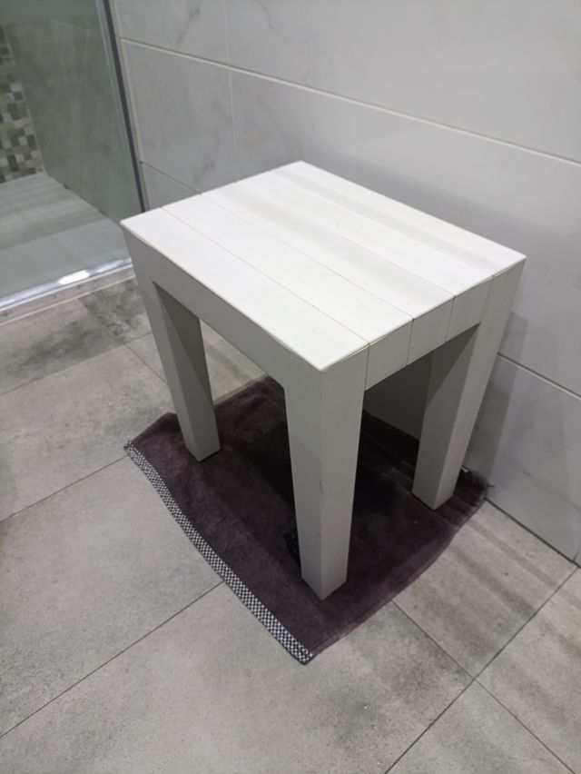 Taburete baño blanco plástico