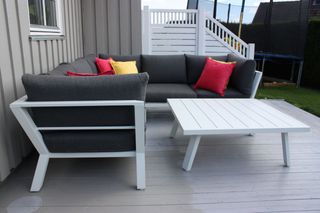Sofá rinconero aluminio blanco-gris
