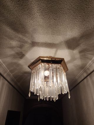 Lampara techo cristal dorada