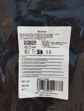 Bisagras para cristal - 2 uds. Nuzamas