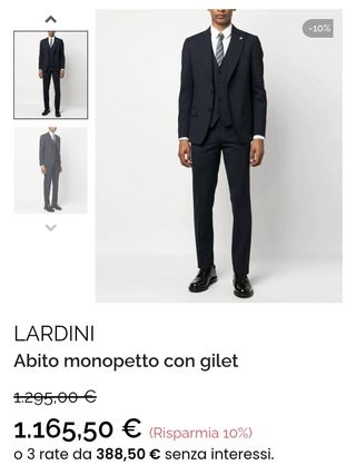 Lardini Abito nero -Completo con gilet