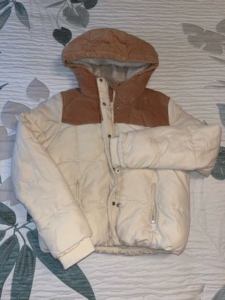 Abrigo acolchado niña beige-marrón