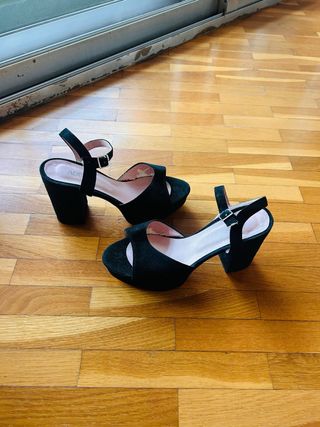 Sandalias negras tacón plataforma fiesta