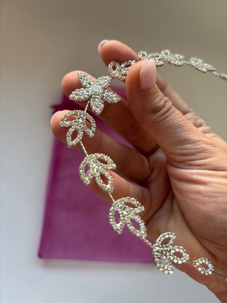 Diadema plata brillo tocado fiesta