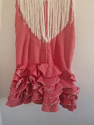 Traje Flamenca rojo - lunares blanco T.48-50