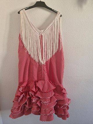 Traje Flamenca rojo - lunares blanco T.48-50