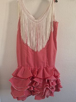 Traje Flamenca rojo - lunares blanco T.48-50