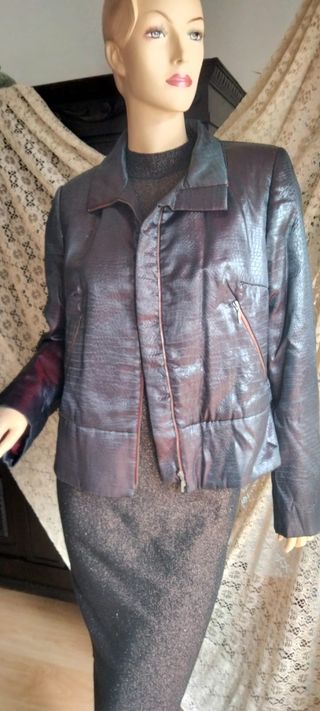 Cazadora Biker XL Marrón, Burdeos