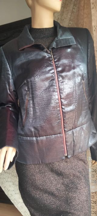 Cazadora Biker XL Marrón, Burdeos