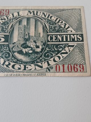 Billete 25 céntimos Argentona 1937