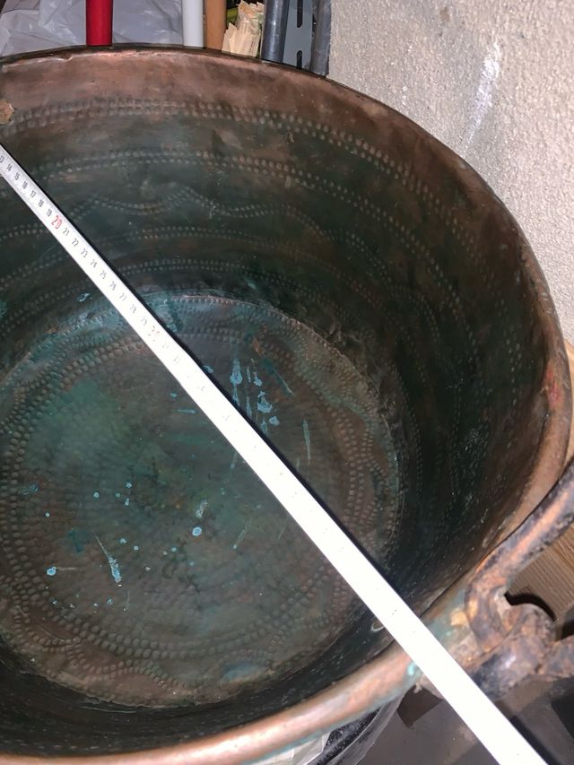 Caldero cobre antiguo con asa