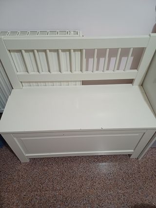 Banco baúl blanco de madera