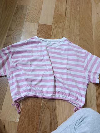 Camiseta Zara rayas rosa