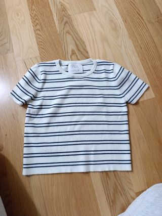 Camiseta Zara rayas azul marino 