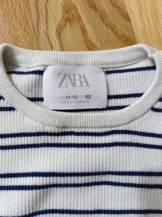 Camiseta Zara rayas azul marino 
