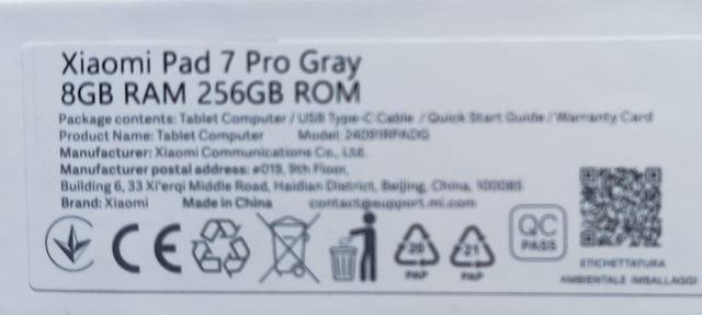 Tablet Xiaomi Pad 7 Pro 8/256gb gris precintada
