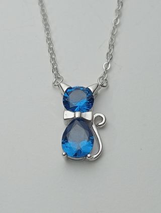 Cadena  gato azul plata de ley 925