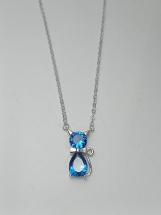 Cadena  gato azul plata de ley 925