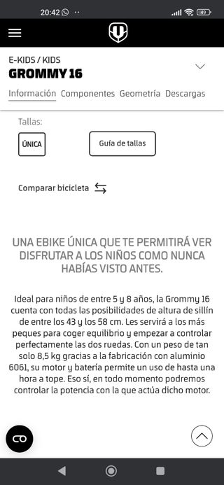 Bicicleta Mondraker eléctrica niño/niña