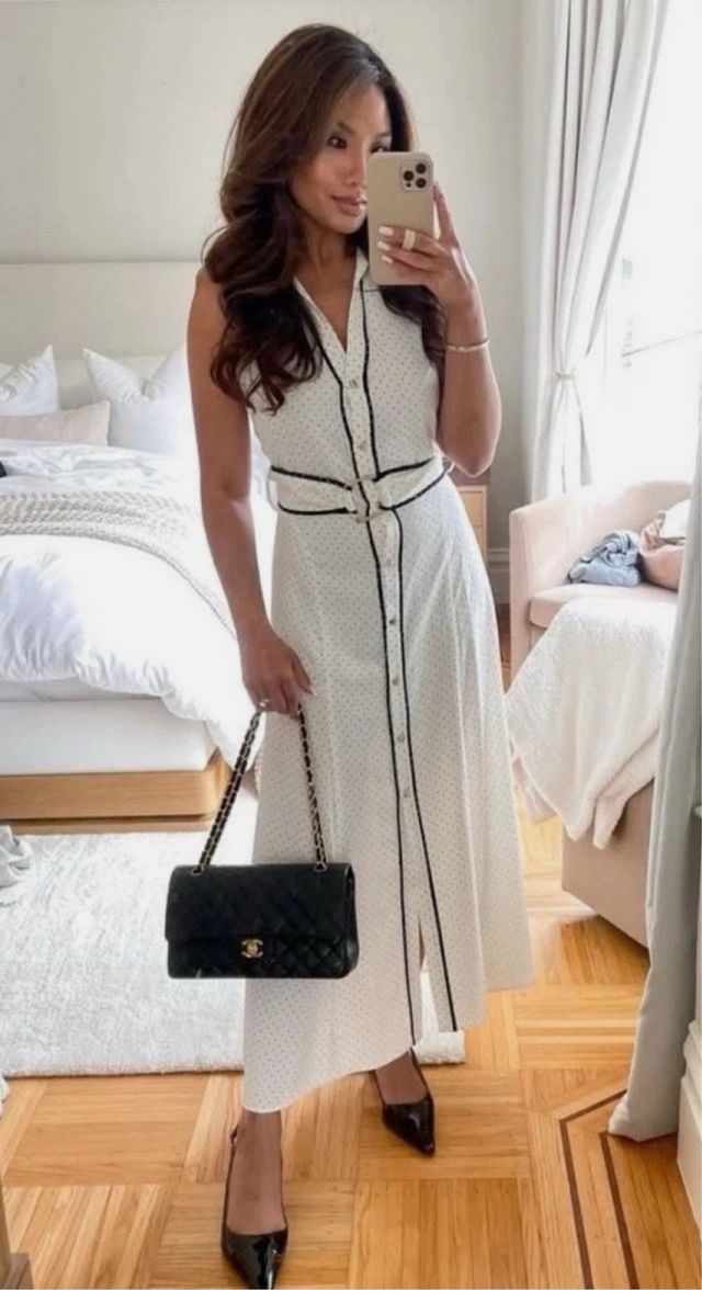 Vestido camisero lunares cinturón Zara