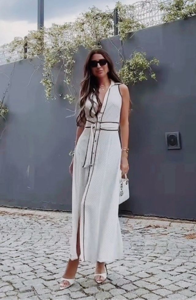 Vestido camisero lunares cinturón Zara