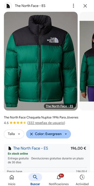 Chaqueta The North Face 700 - Verde y Negra