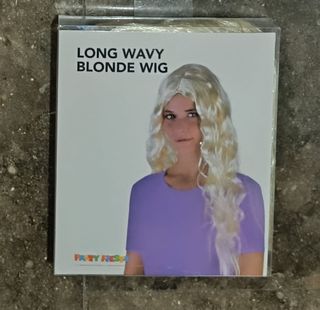 Peluca rubia larga ondulada carnaval disfraz