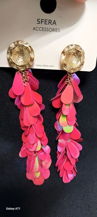 Pendientes Sfera fiesta - dorados y fucsia