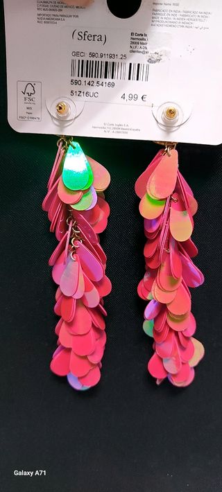 Pendientes Sfera fiesta - dorados y fucsia