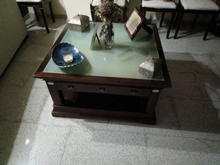 Mesa centro madera-cristal