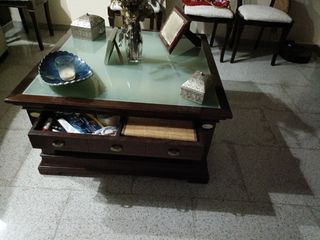 Mesa centro madera-cristal