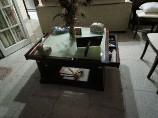 Mesa centro madera-cristal