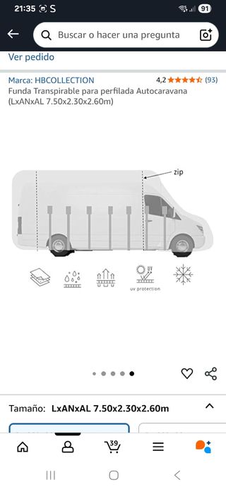 Funda Transpirable para autocaravana perfilada.