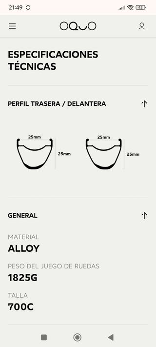 Juego de Ruedas Carretera/Gravel OQUO RC25 PRO 202