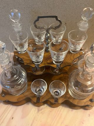 Set liquori - legno, vetro, metallo