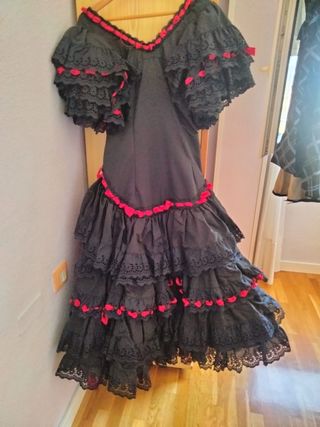 Traje Flamenca Negro-Rojo